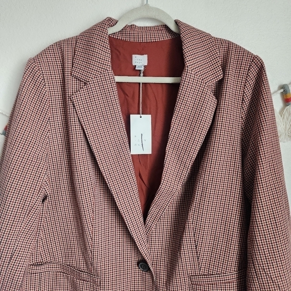 A New Day Gingham Plaid Oversize Single Breasted Boy Blazer Academia NWT XXL - Picture 2 of 11
